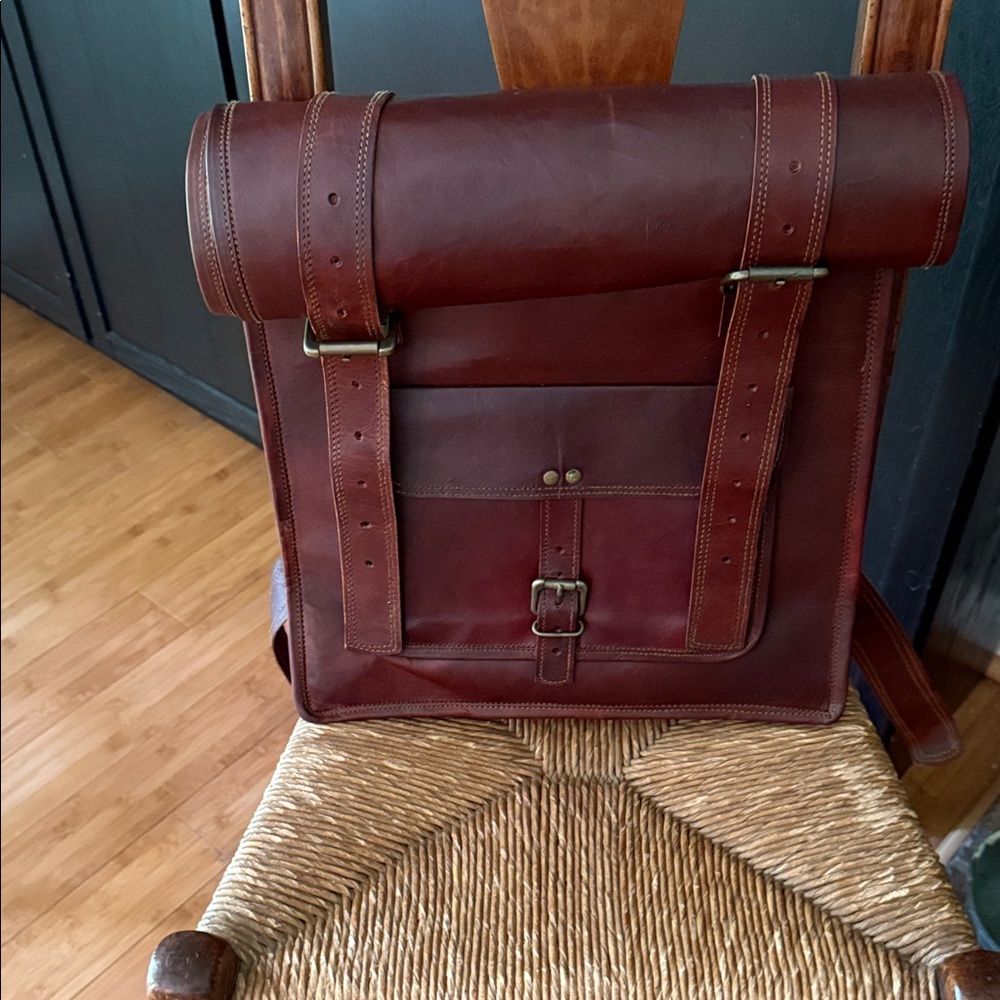 Brown Leather Men's Backpack